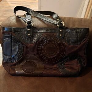 Coach Black and Brown Leather Shoulder Bag